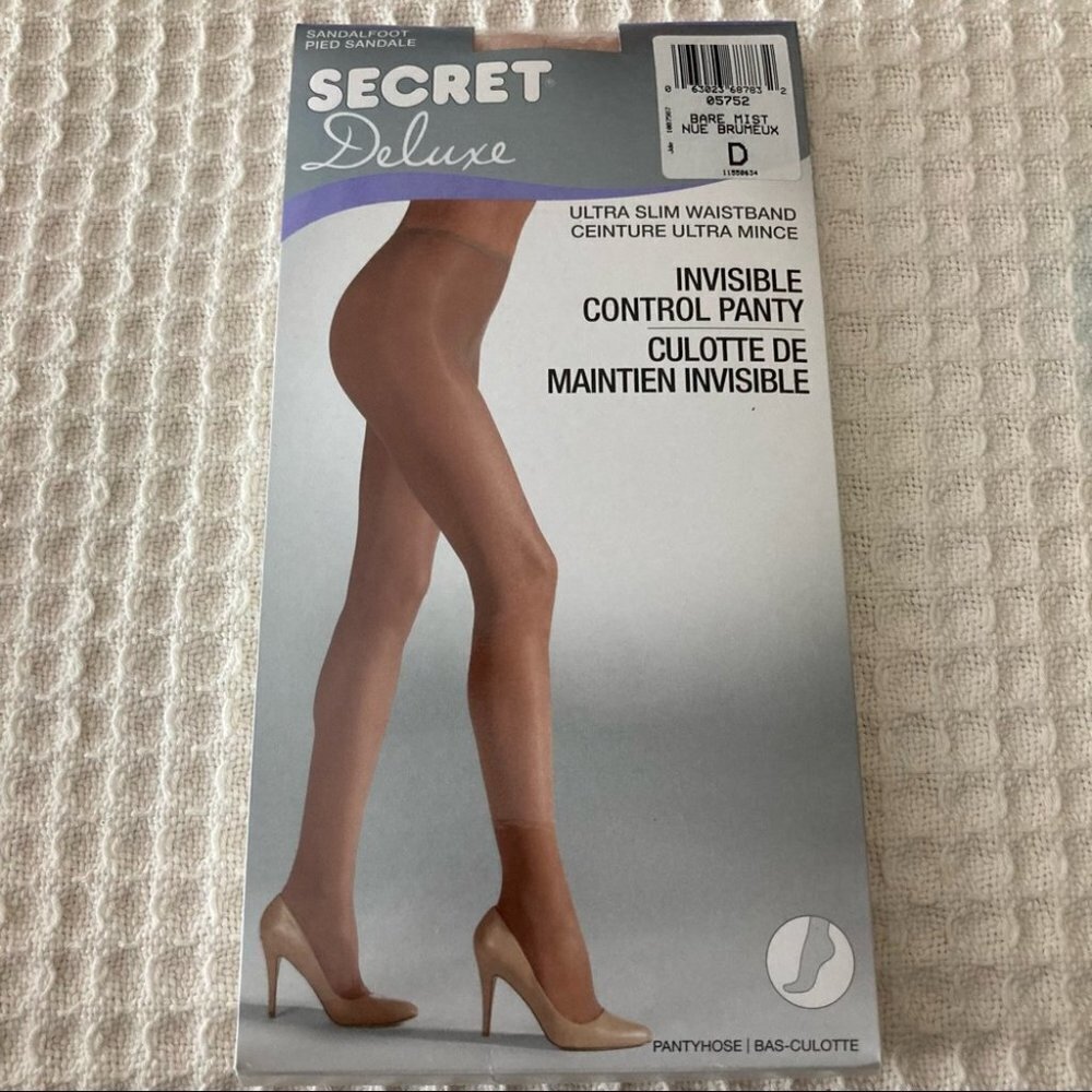 SECRET DELUXE Sz D Invisble Control Panty Ultra Slim Waistband Pantyhose